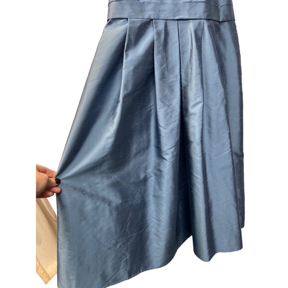 Ann Taylor Blue Silk Taffeta Halter A-Line Special Occasion Dress - Picture 4 of 12